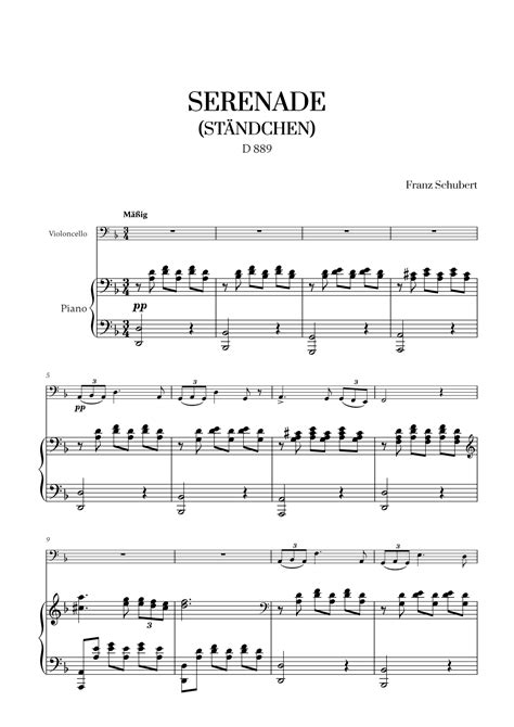 F Schubert Serenade Standchen D 889 For Cello And Piano Arr