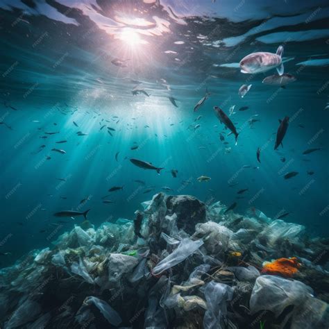 Premium Photo | Marine animals amidst plastic pollution on the ocean floor