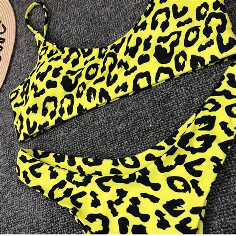 Sexy Leopard Bikinis Micro Bikini Set Push Up Thong Biquini High 20800