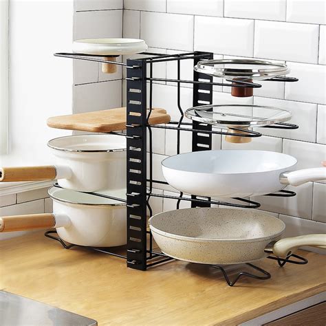 5 8 Tier Frying Pan Wok Pot Cooking Pan Storage Rack Organizer Rak