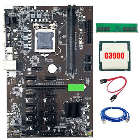 B250 BTC Mining Motherboard With DDR4 4GB 2666Mhz RAM G3900 CPU LGA