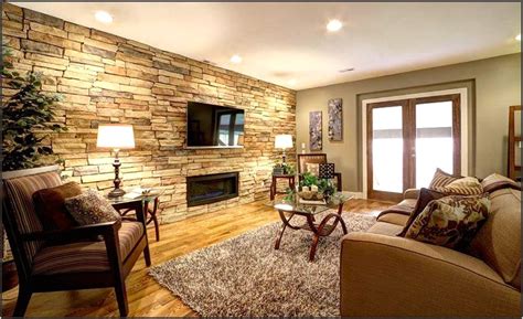 Stone Feature Wall Living Room - Living Room : Home Decorating Ideas # ...