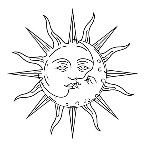 Sun and moon tattoo stencil | Tattoo stencils, Tattoo design book ...