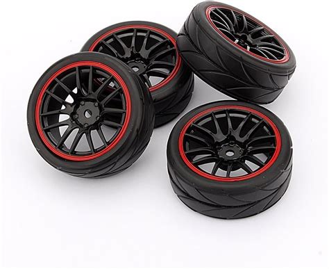 Rc Car Wheels, 4PCS RC Racing Rubber Tires Fit HSP HPI 9068-6081 1/10 Car On Road Wheel Rim – TopToy