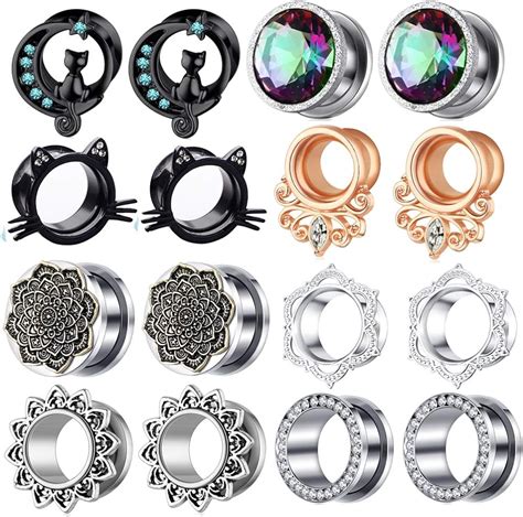 Amazon Pairs Stainless Steel Zircon Ear Tunnels Expander Plugs