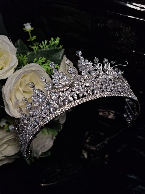 Coroa De Noiva Tiara Luxuosa De Prata E Zirc Nia Elo