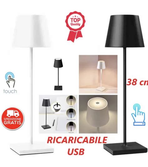 Lampada Da Tavolo Led Touch Ricaricabile Simile Poldina Dimmerabile