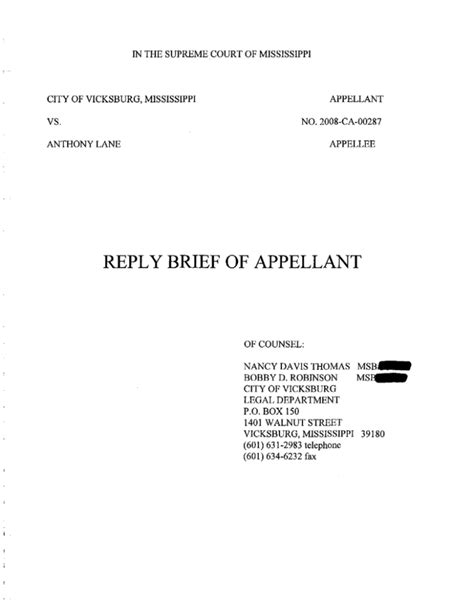 Reply Brief Of Appellant