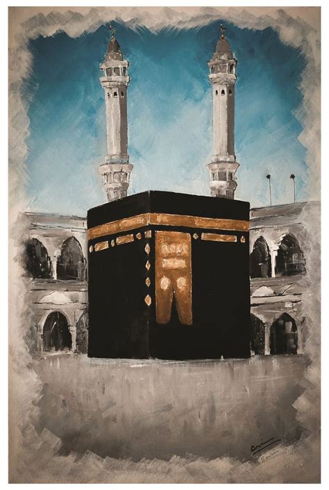 Islamic Printable Art Of Kabah Painting Kaaba Mecca Makkah Etsy