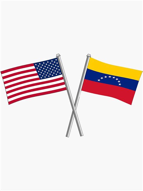 Usa And Venezuela United Flags Sticker Sticker For Sale By Bibianoda Redbubble