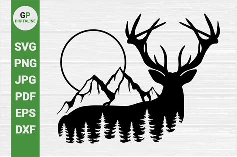 Deer Svg Wild Svg Mountain Svg Forest Svg Woods Svg Pine Trees Svg