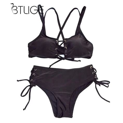 Btlige Black Swimwear Female Sexy Micro Bikini Set Bathing Suit Girls