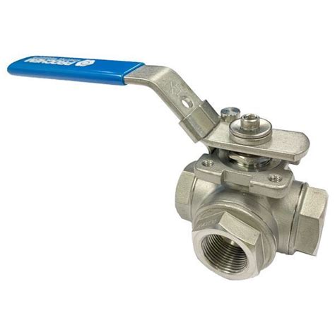 Rc40 BSP 3 WAY L PORT REDUCED BORE BALL VALVE 800WOG CF8M Prochem