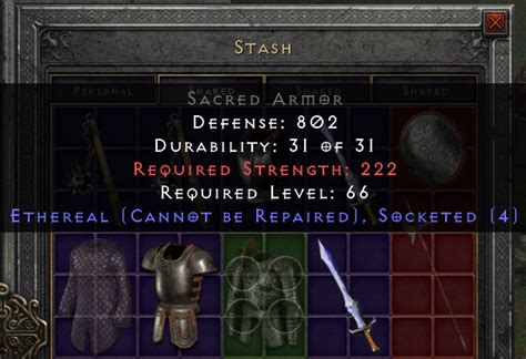 Sockets Sacred Armor Ethereal Diablo Resurrected Buy D R Items