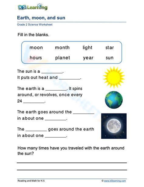 Day And Night Moon Sun And Earth Worksheet