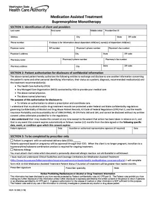 Fillable Online Hca Wa Medication Assisted Treatment Request For