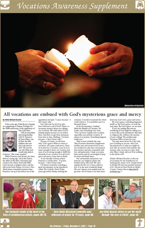 Vocations Awareness Supplement Highlights The Priesthood Diaconate And