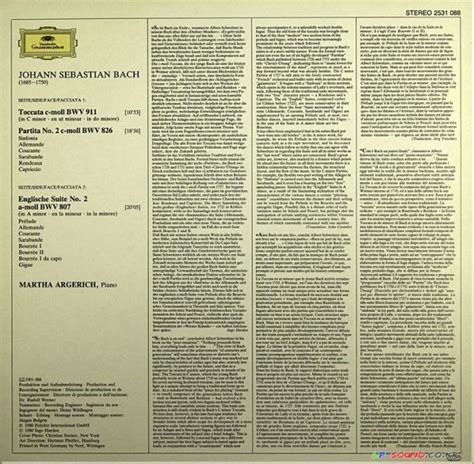 Bach Toccata Bwv Partita Martha Argerich Lp