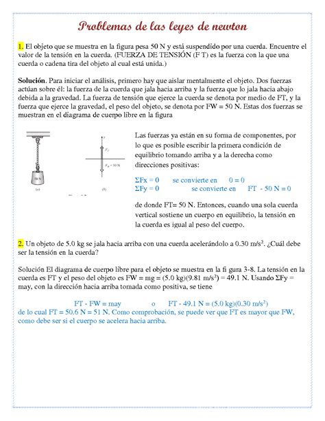 SOLUTION Problemas De Las Leyes De Newton Summary Studypool