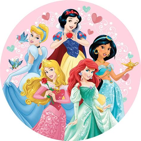 Pink Princess Theme Lovely Round Happy Birthday Backdrop Disney