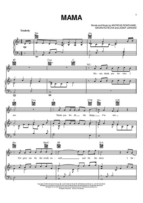 Mama" Sheet Music by Il Divo for Piano/Vocal/Chords - Sheet Music Now