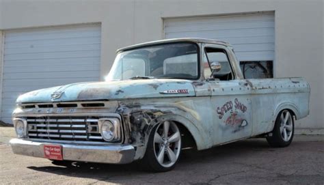 1963 Ford F 100 Unibody Pickup 2 Door Patina Crown Vic Body Drop 46 V8