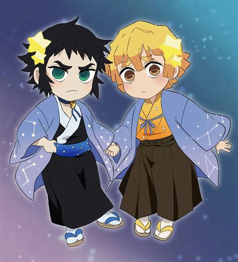 Kaigaku And Zenitsu Anime Chibi Anime Demon Slayer Anime