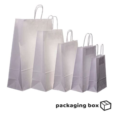 White Kraft Paper Bag With Twisted Rope Handle Packaging Box