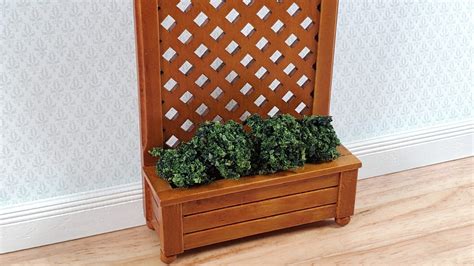 Dollhouse Garden Trellis With Flower Box Walnut Finish 112 Scale Miniature Miniature Crush