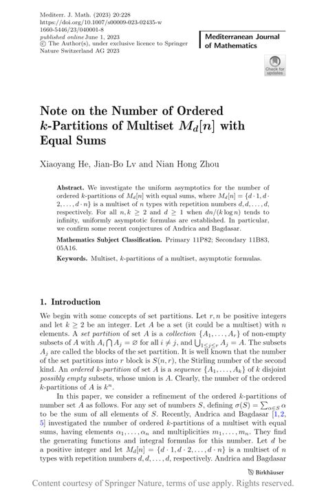 Note On The Number Of Ordered K Partitions Of Multiset Md N