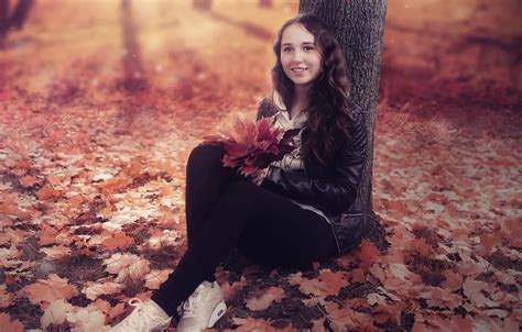 Wallpaper Autumn Leaves Girl For Mobile And Desktop Section девушки