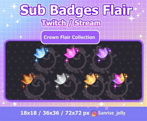 Twitch Sub Badge Flair Crown Flair Collection Kawaii Streamer Bit