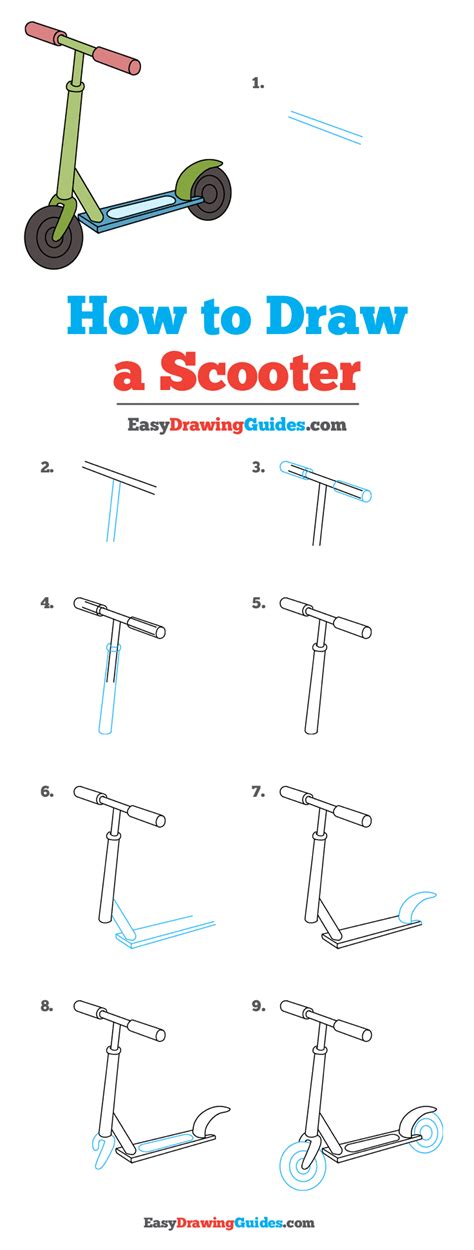 How to Draw a Scooter - Really Easy Drawing Tutorial