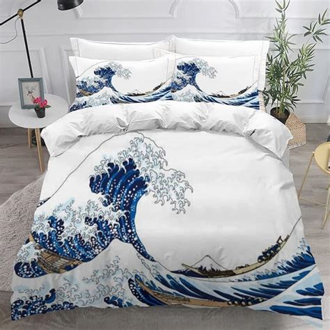 Rlyxgs Housse De Couette X Cm Enfant Ado Japonais Vagues De