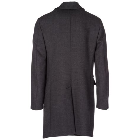 Emporio Armani Wool Double Breasted Coat Overcoat In Nero Black For