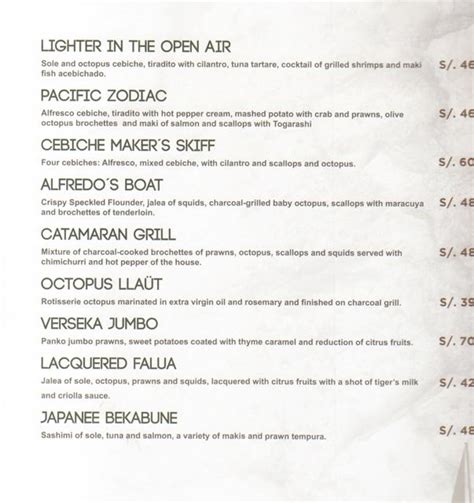 ALFRESCO: Cocina Costera [Restaurant Menu]. by Aramburu Picasso, Alfredo.: Fine. Wrappers. (2014 ...