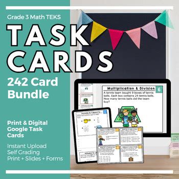 Rd Grade Math Teks Staar Task Cards Bundle Print Digital Self