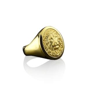 Gold Lion Men S Ring K Gold Signet Lion Ring K Gold African Lion