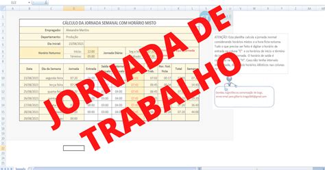 Planilha C Lculo Jornada De Trabalho Hor Rios Mistos Dominando A