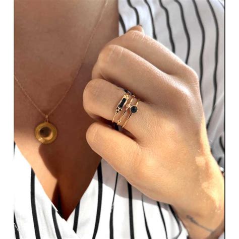 Bague Rangs En Acier Inoxydable Dor Orn E D Onyx Noire Et Mail