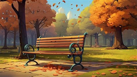 Premium AI Image | A parkbench at the park during autumn