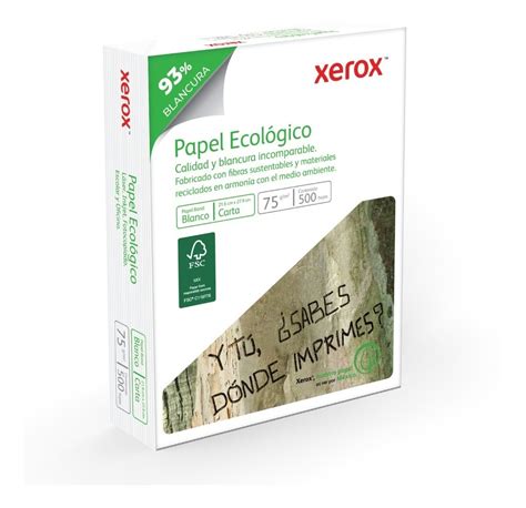 Papel Xerox Ecol Gico Gr Bond Blanco Carta C Hojas Mercadolibre