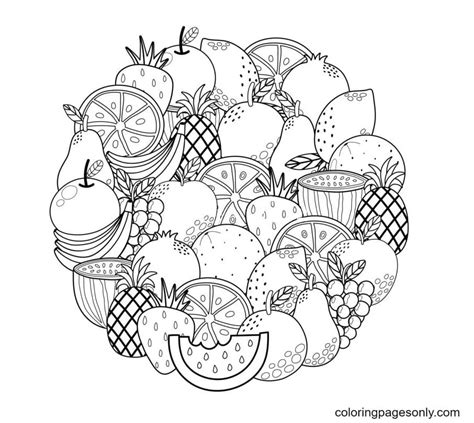 Tropical Fruit Coloring Page - Free Printable Coloring Pages