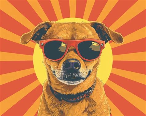 Premium Photo A Dog Wearing Sunglasses On An Orange Background