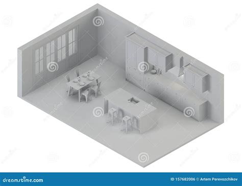 Modern House Interior. Orthogonal Projection. View from Above Stock ...