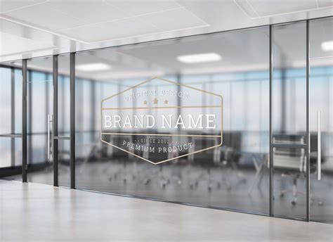 Free Office Interior Vinyl Logo Mockup (PSD)