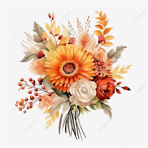 Watercolor Autumn Bouquet Autumn Bouquet Wreath Png Transparent