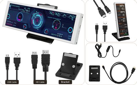 Bewinner 7 9in PC Temp Monitor Metal Case IPS USB Mini Screen For