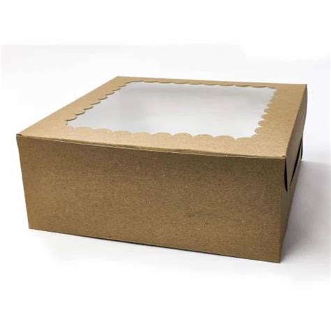 Non Printed Intactmedia Kraft Material Transparent Cake Box 2000 Gram