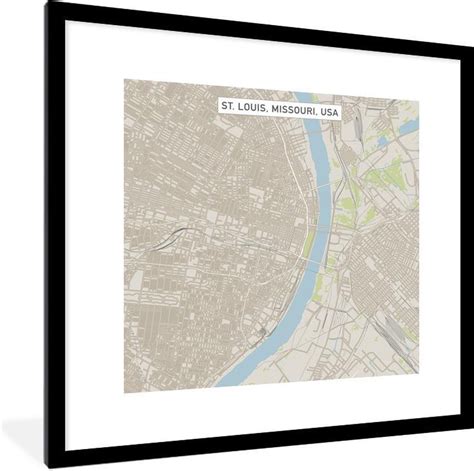 Fotolijst Incl Poster Een Stadsplattegrond Van Saint Louis X